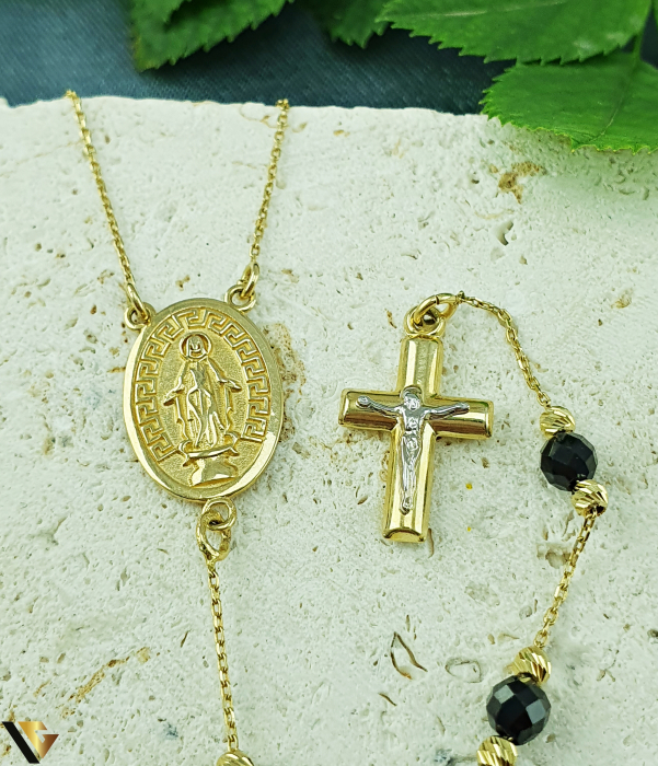 Colier Aur 14k, Rozariu  Cruce, Maica Domnului [2]