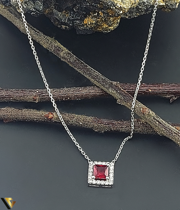 Colier Aur 14k, Rubin si Diamante de 0.08 ct in total [2]