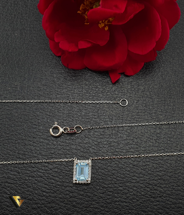 Colier Aur 14k, Diamante 0.09 ct, Topaz [2]