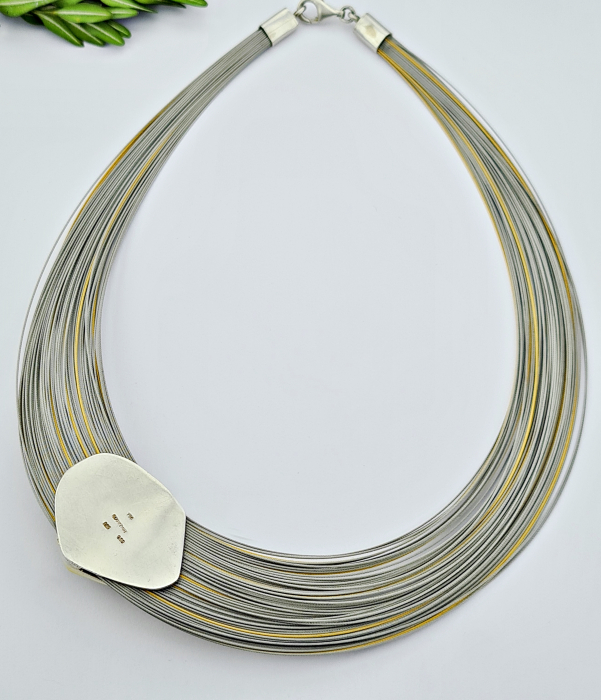 Colier sarma multistrat din otel inoxidabil, Argint 925, Aur 18k si Cuart [2]