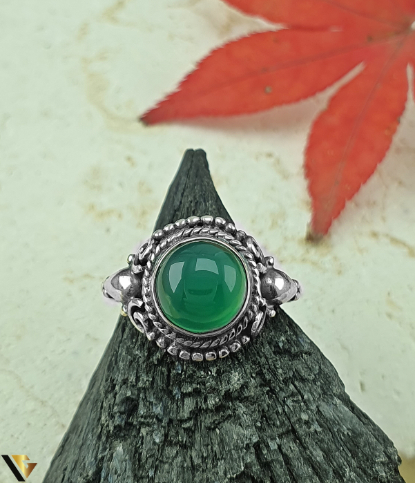 Inel Argint 925, Onix verde [2]