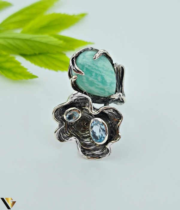 Inel Argint 925, Topaz, Amazonit [2]