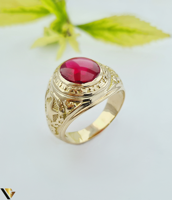 Inel Aur 10k, Rubin Cabochon [1]