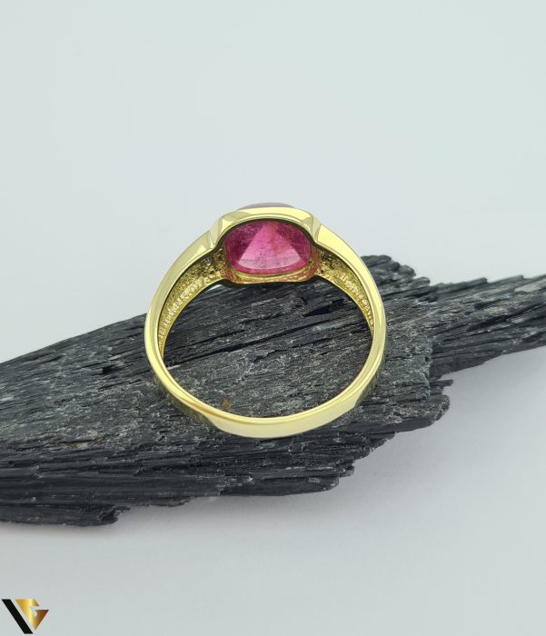 Inel Aur 14k, Diamante 0.06 ct, Turmalina roz [3]
