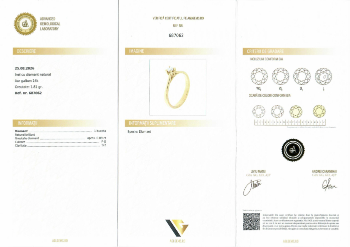 Inel Aur 14k, Diamant 0.09 ct [4]