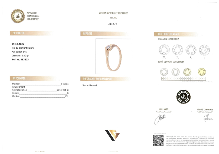 Inel Aur 14k, Diamant 0.15 ct [6]