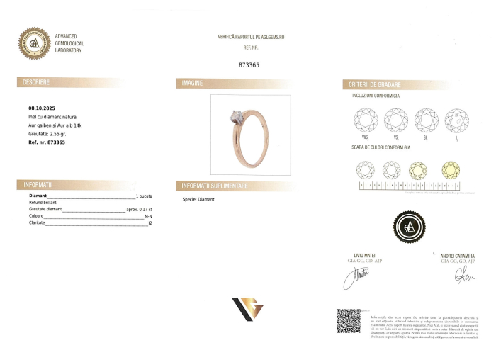 Inel Aur 14k, Diamant 0.17 ct [3]