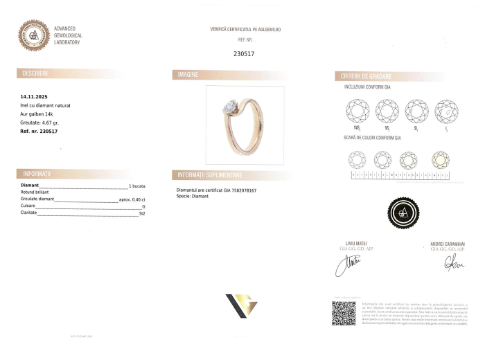 Inel Aur 14k, Diamant 0.40 ct [4]