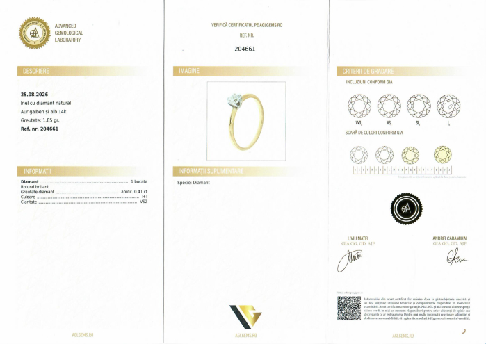 Inel Aur 14k, Diamant 0.41 ct [5]