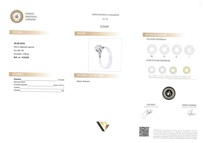 Inel Aur 14k, Diamant 0.52 ct [4]