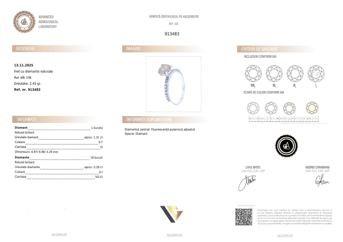 Inel Aur 14k, Diamant Central 1.31 ct [6]