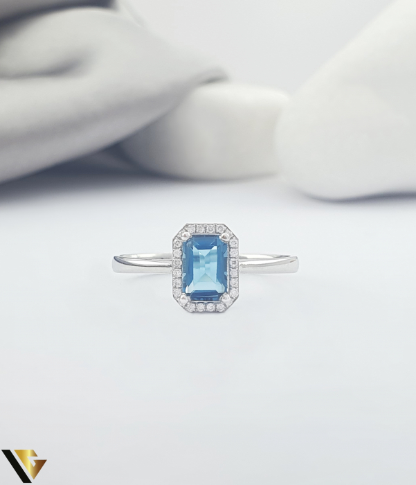 Inel Aur 14k , Diamante 0.05 ct, Topaz [3]