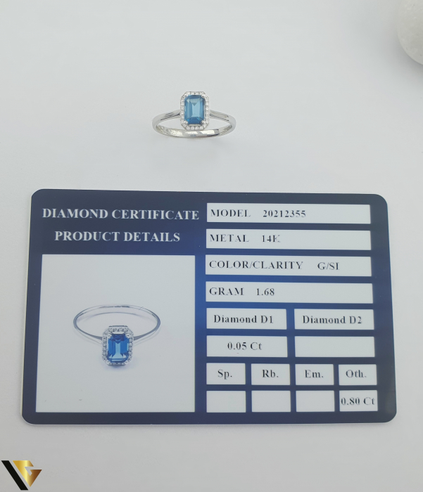 Inel Aur 14k , Diamante 0.05 ct, Topaz [4]
