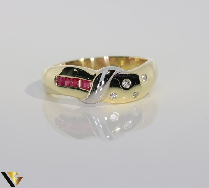 Inel Aur 14k, Diamante 0.08 ct , Rubine [2]
