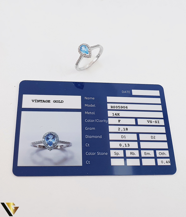 Inel Aur 14k, Diamante  0.13 ct si Topaz [3]
