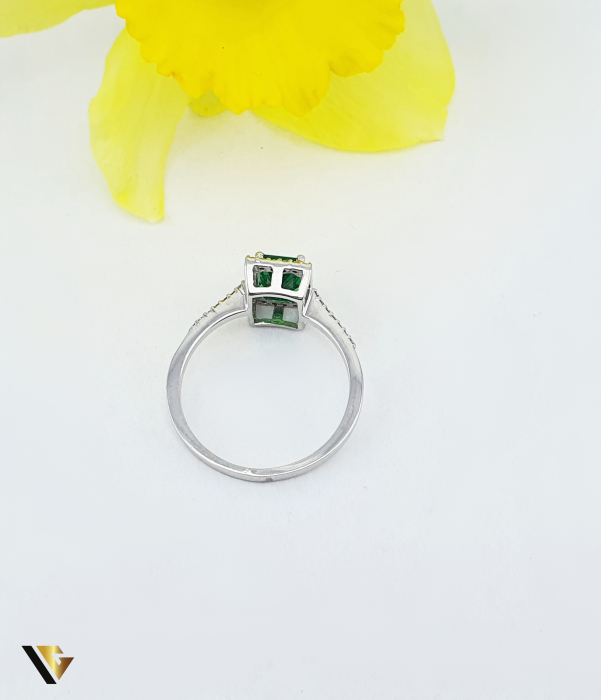 Inel Aur 14k, Diamante 0.16 ct, Smarald [3]