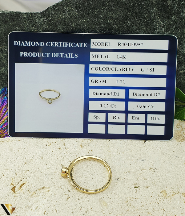 Inel Aur 14k, Diamante 0.18 ct in total [4]