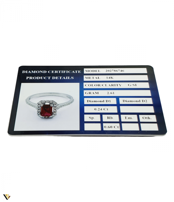 Inel Aur alb 14K  Greutate : 2.61 grame Diamante "Briliant Cut", totalizand 0.24 ct  Stralucire intensa, avand claritate "SI" si culoare "G" Rubin central "Emerald cut " de 0.60 ct, cu dimensiuni de 6 mm / 4 mm   Latime : 9.40 mm Diametrul : 18.90 mm ​​​​​​​Masura standard UE:59.5 si RO:19.5 (circumferinta) Marcaj cu titlul "585"  Locatie Bacau Calea Marasesti Contact : 0756943079 [5]