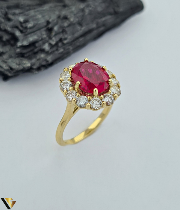 Inel Aur 14k, Diamante 1.12 ct , Rubin [1]