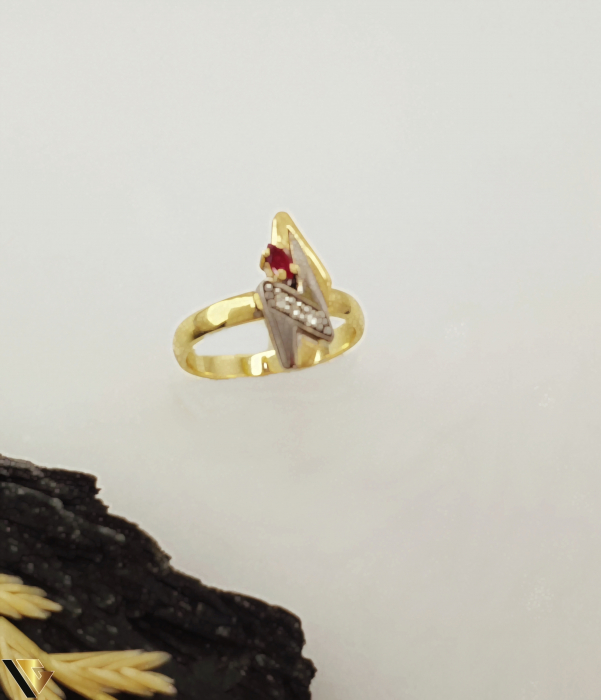 Inel Aur 14k, Diamante si Rubin [2]