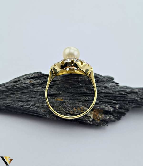 Inel aur 14k, Perla si Zirconiu [3]