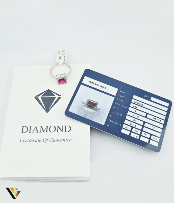 Inel Aur 14k, Rubin si Diamante de 0.15 ct in total, 2.75 grame [4]