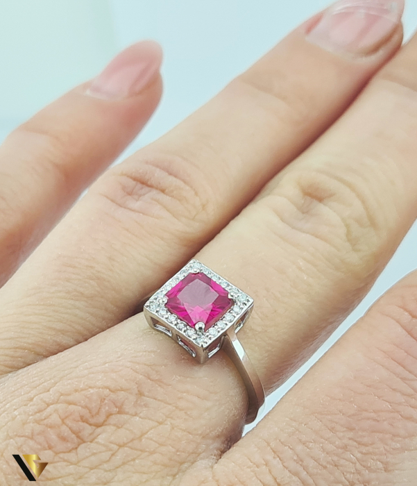 Inel Aur 14k, Rubin si Diamante de 0.15 ct in total, 2.75 grame [3]