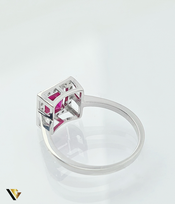 Inel Aur 14k, Rubin si Diamante de 0.15 ct in total, 2.75 grame [2]