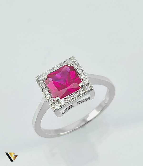 Inel Aur 14k, Rubin si Diamante de 0.15 ct in total, 2.75 grame [5]