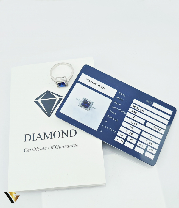 Inel Aur 14k, Safir si Diamante de 0.24 ct in total, 2.67 grame [4]