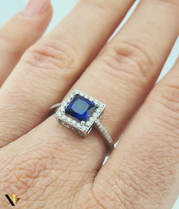 Inel Aur 14k, Safir si Diamante de 0.24 ct in total, 2.67 grame [5]