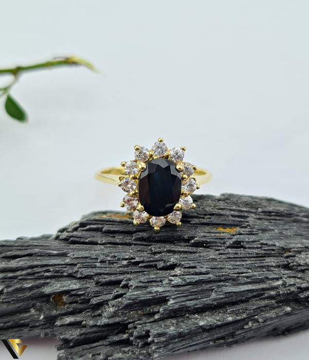 Inel aur 14k, Safir si Zirconiu [2]