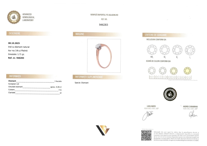 Inel Aur 14k si Platina, Diamant 0.26 ct [3]
