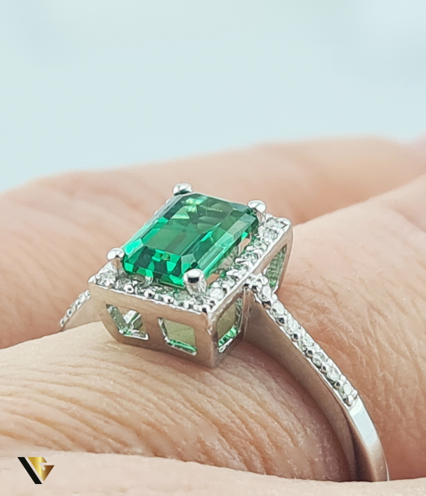 Inel Aur 14k, Smarald si Diamante de 0.15 ct in total, 2.53 grame [7]