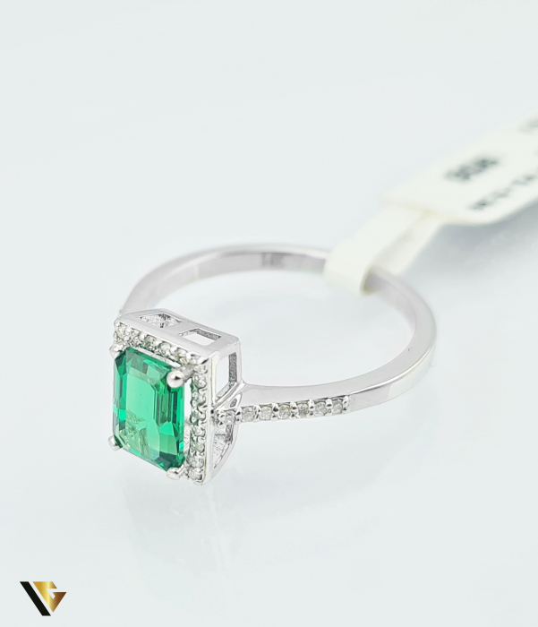 Inel Aur 14k, Smarald si Diamante de 0.15 ct in total, 2.53 grame [5]
