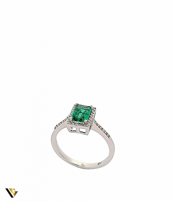 Inel Aur 14k, Smarald si Diamante de 0.15 ct in total, 2.53 grame [2]