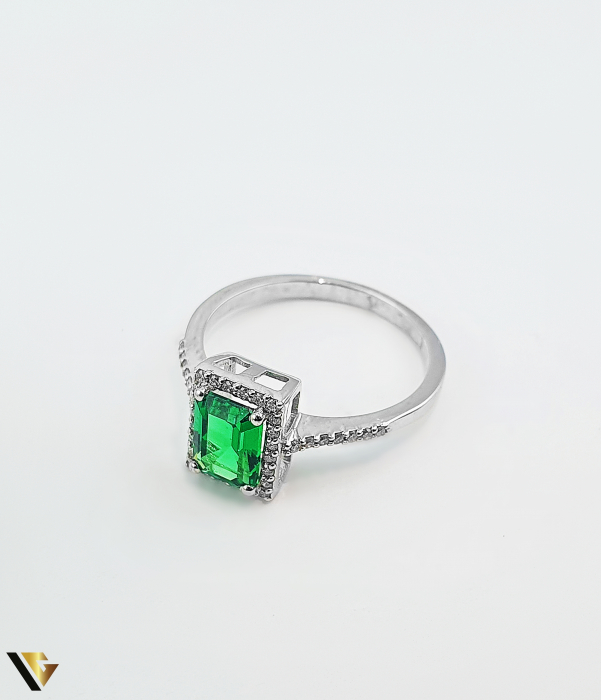 Inel Aur 14k, Diamante 0.16 ct, Smarald [3]