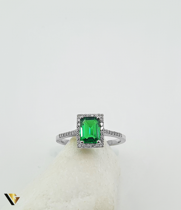 Inel Aur 14k, Diamante 0.16 ct, Smarald [2]