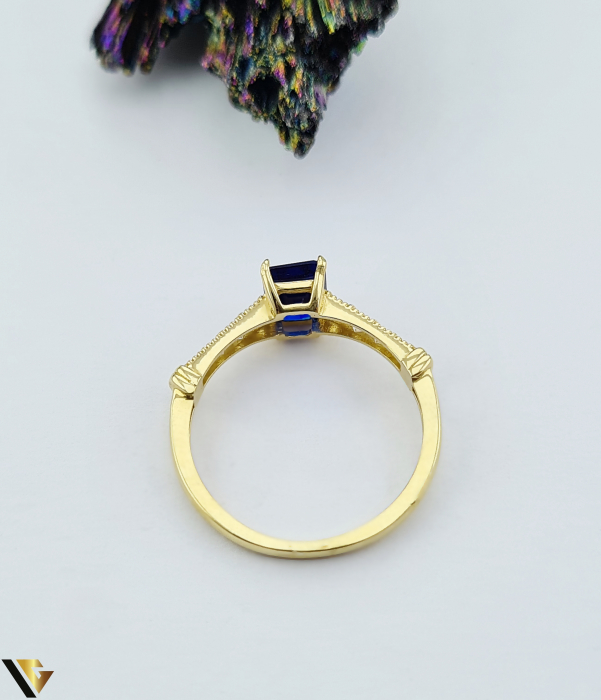 Inel aur 14k, Spinel de sinteza si Cristale de Zirconiu 1.87g [2]