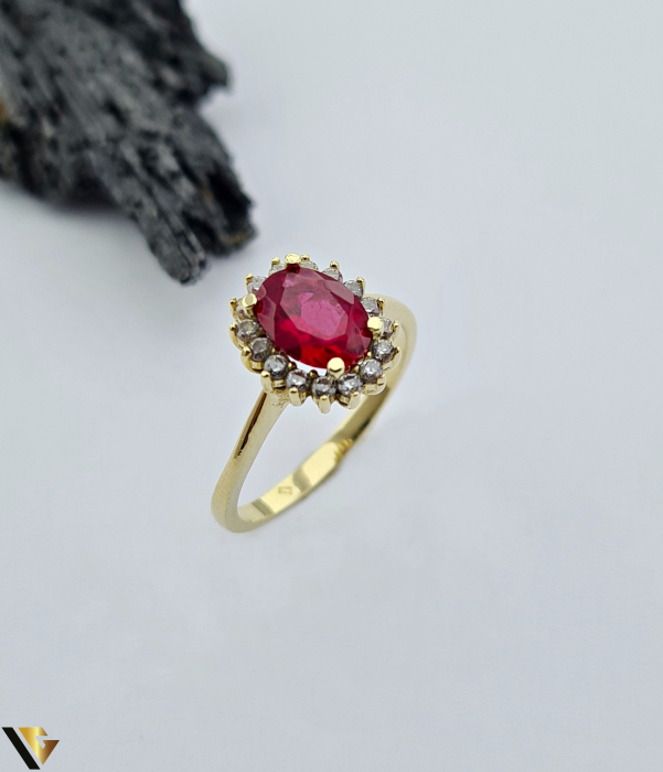 Inel aur 14k, Spinel si Zirconiu [1]