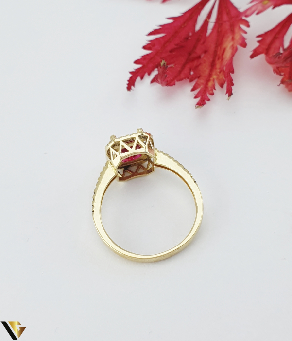 Inel Aur 14k, Spinel, Zirconiu [3]