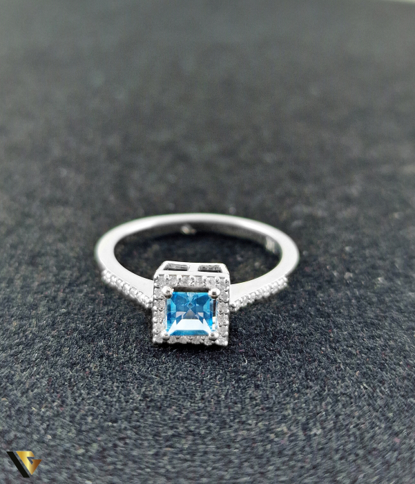 Inel Aur 14k, Topaz de 0.42 ct si Diamante de 0.14 ct in total, 2.30 grame [3]