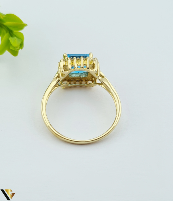 Inel Aur 14k, Topaz,  Diamante 0.10 ct [2]