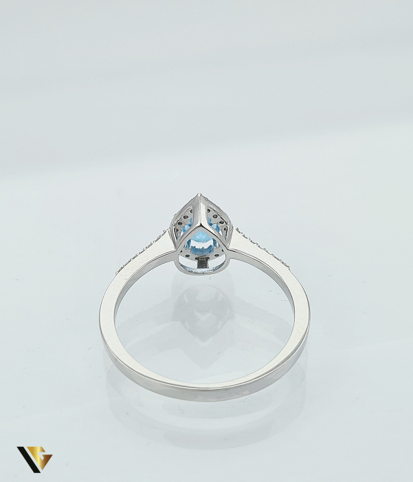 Inel Aur 14k, Topaz si Diamante de 0.13 ct, 2.18 grame [3]