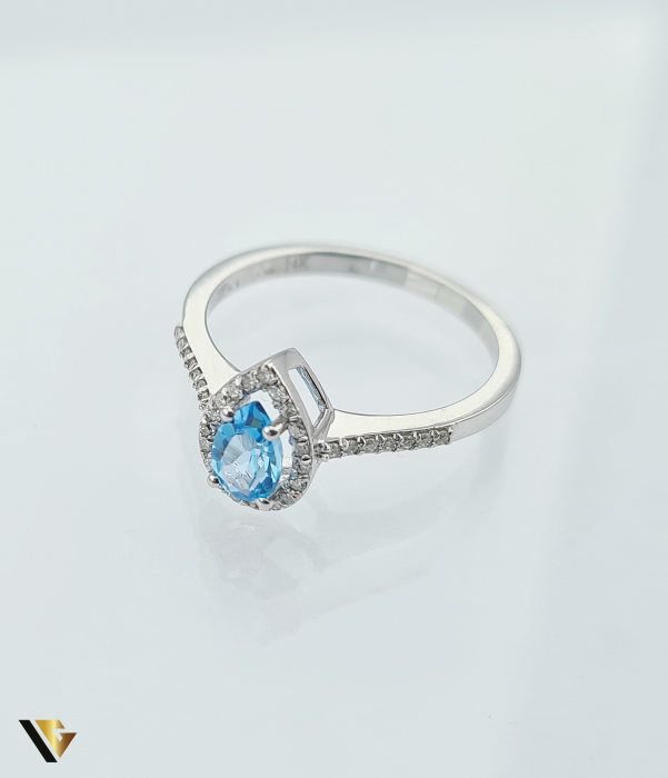 Inel Aur 14k, Topaz si Diamante de 0.13 ct, 2.18 grame [5]