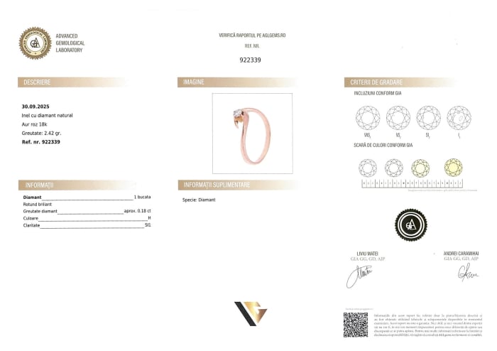 Inel Aur 18k, Diamant 0.18 ct [4]