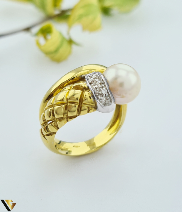 Inel Aur 18k, Perla, Diamante 0.04 ct [1]
