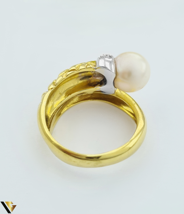 Inel Aur 18k, Perla, Diamante 0.04 ct [2]