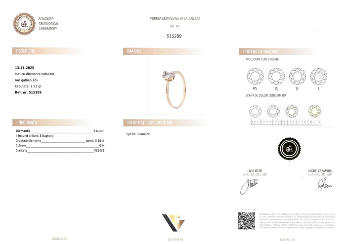 Inel Aur 18k, Diamante 0.18 ct [4]