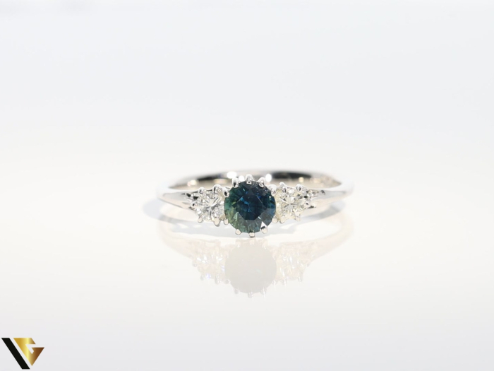 Inel Aur 18k, Diamante 0.20 ct, Safir [2]